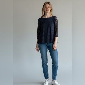 Banana Republic Navy Blue Lace Blouse